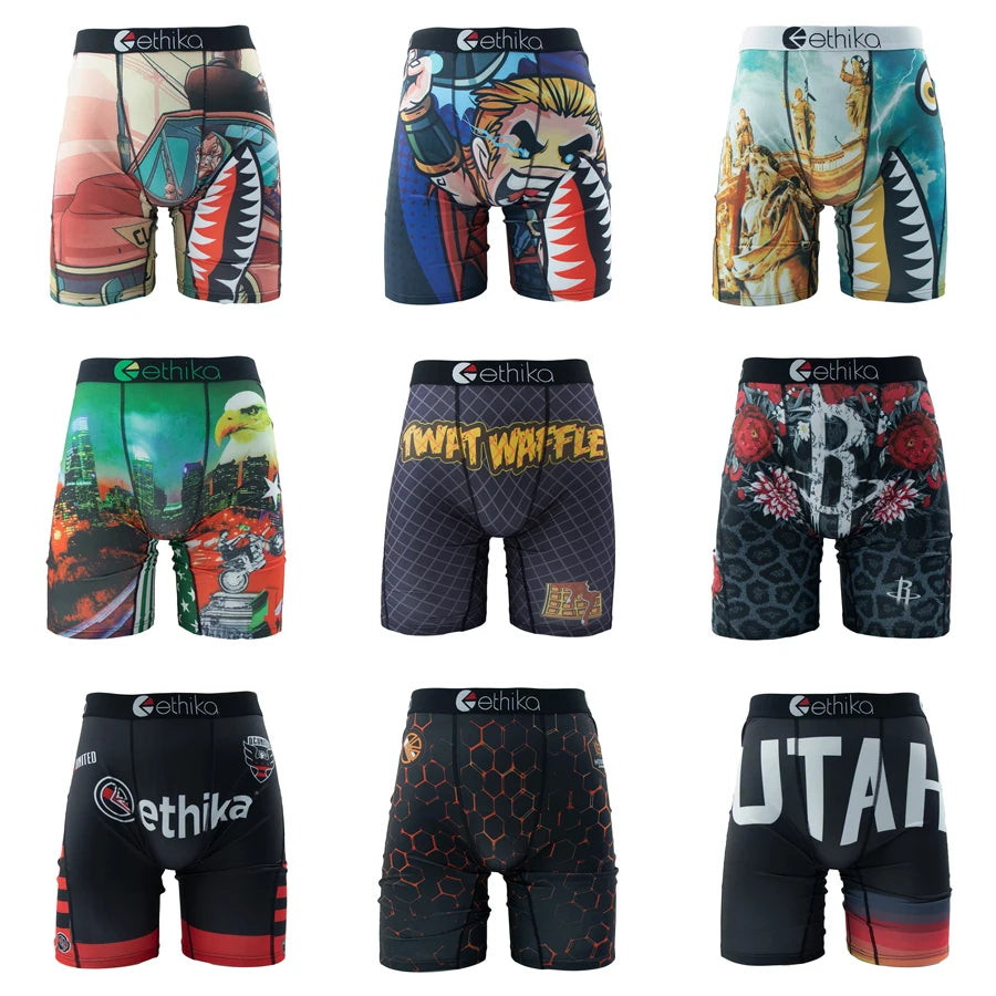 ETHIKA 1Pcs Men Underwear Boxers Breathable Mesh Crotch Mens Trunks Plus Size S-3XL Man Swimming Underpants Men's Panties Trunks