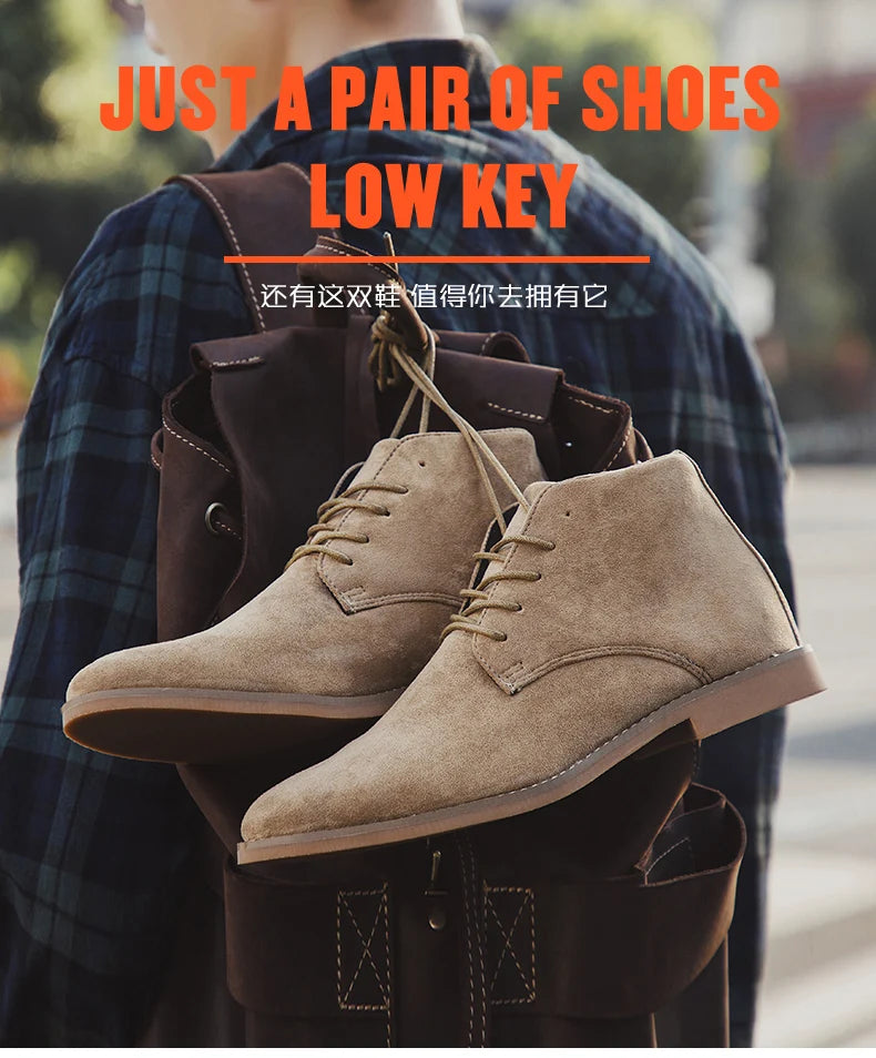 British Style Brown Men's Chelsea Boots Retro Lace Up Suede Boots Men Pointed-toe Leather Casual Ankle Boots Men botas masculino