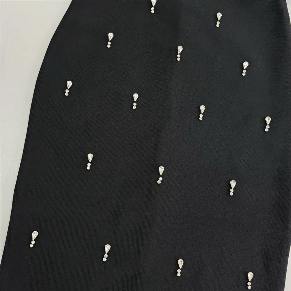 Women Sexy Beading Bandage Dress Off The Shoulder Patchwork Bodycon Clothes Club Party Elegant Dresses