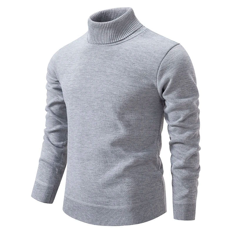 New Winter Turtleneck Sweater Thick Mens Casual Pullover Sweaters Solid Color Quality Warm Slim Turtleneck Sweaters Pullover Men