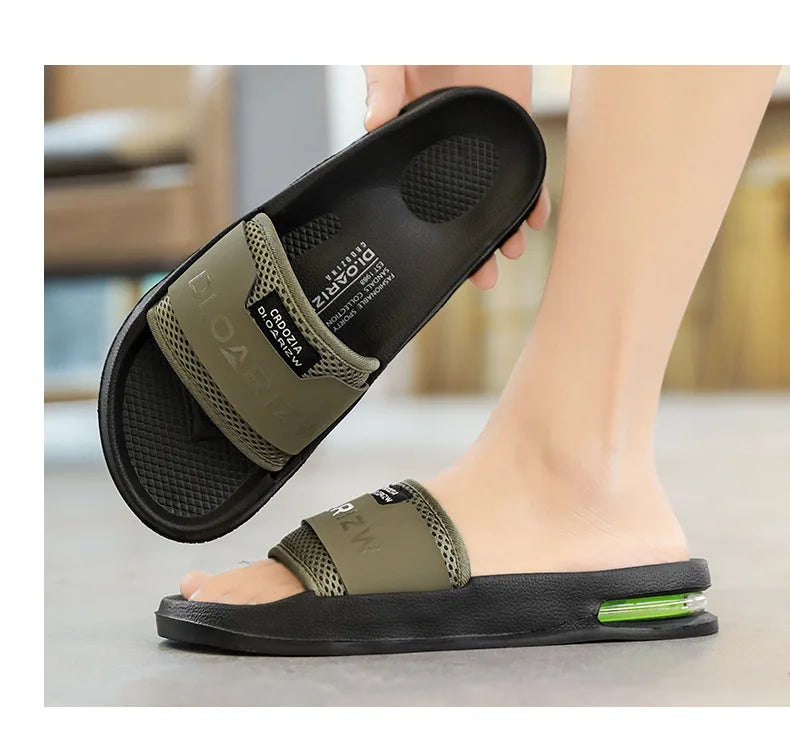 Summer Men's Mesh Surface Slippers EVA Platform Open Toe Slip on Sandals Home Non-slip Slides Outdoor Beach Sandal Shoes for Men