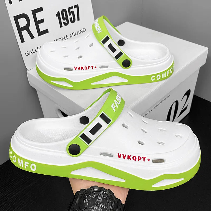 Summer Men Sandals Light EVA Men's Casual Shoes Platform Hole Shoes Clogs Men Home Garden Outdoor Male Beach Slippers Big Size