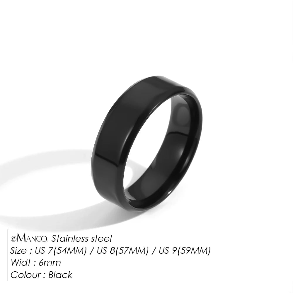 eManco Minimalist Style Smooth Band Rings Stainless Steel Gold-Plated Gender-Neutral Jewelry Fashion Men's Accessories Wholesale