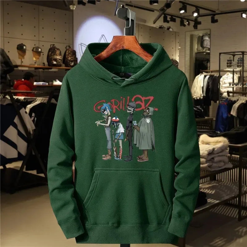 Gorillaz Punk Rock Men's and Women's Cartoon Sweater Hoodie Retro Fashion Clothing Casual Music Men's Clothing New Style