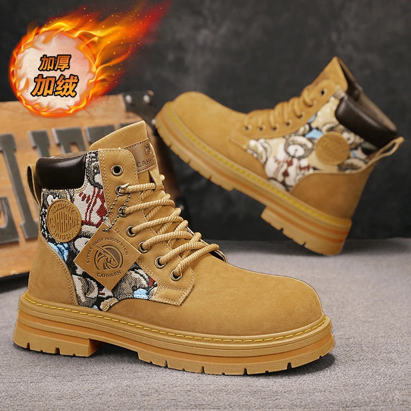 New autumn men shoes boots High Top Fashion Motorcycle Leather Shoes Outdoor leisure comfortable Boots male Lace-Up Botas