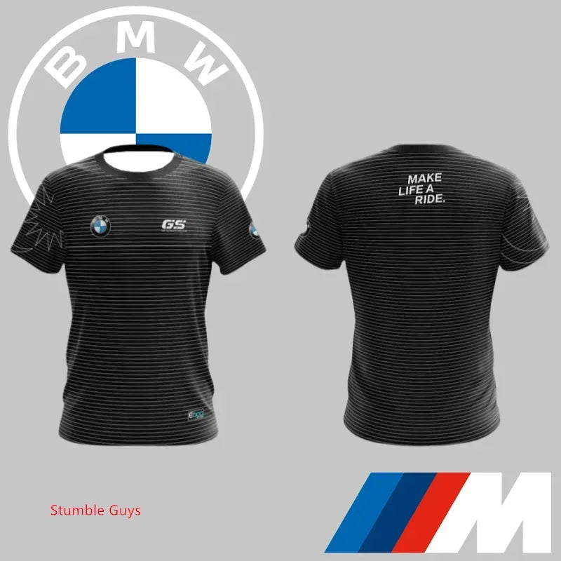 Summer Men's BMW T-Shirt Sports Motorcycle Racing Short Sleeve Fashion Casual M Power Car Brand Clothes