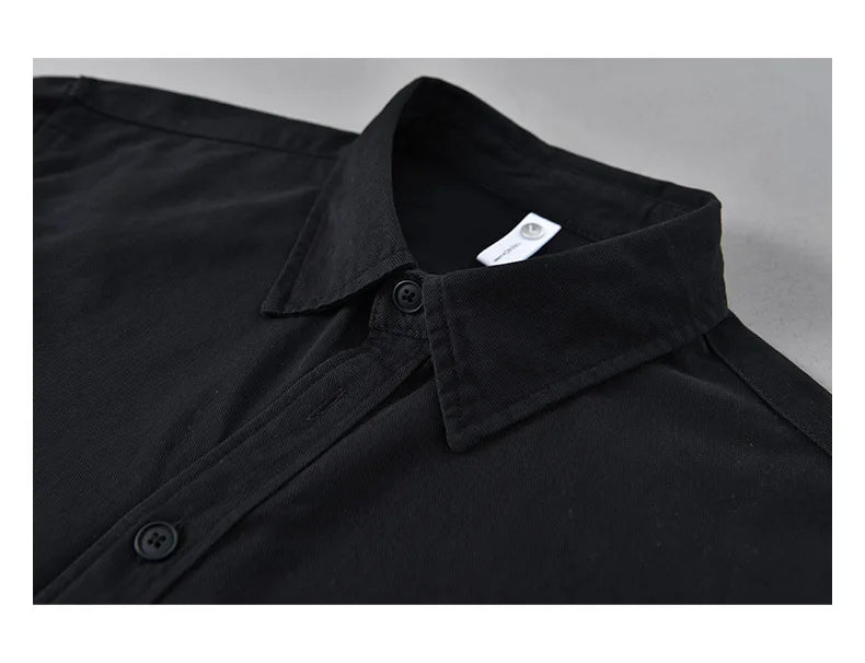 Basic Men's Long-Sleeve Cotton Shirt - Casual and Versatile Spring Style 100% Cotton Solid Color Casual Shirt