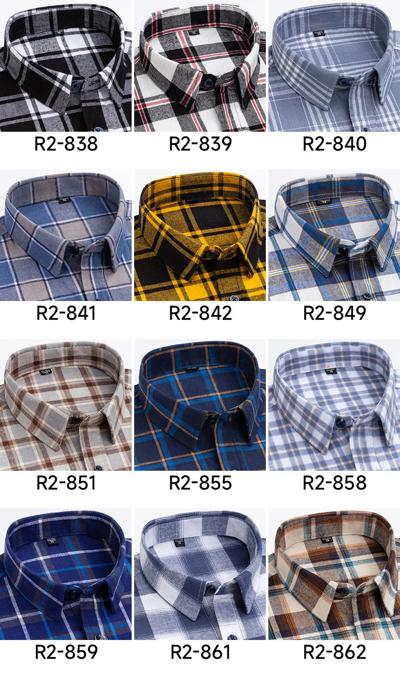 Pure Cotton Men's Plaid Shirts Long Sleeved Regular Fit Casual Office Fashion Shirts Leisure Autumn Male Check Blouses Plus Size