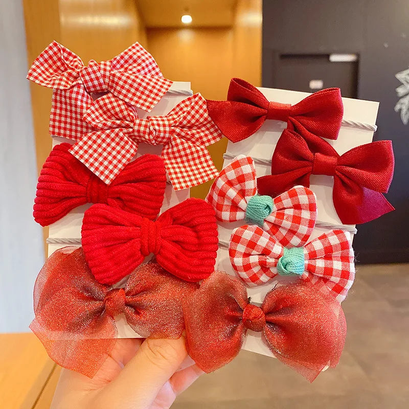 10Pcs/Set Bow Flower Elastic Hairbands for Kid Sweet Hair Ties Fashion Headbands Hair Accessories Rubber Band for Kid