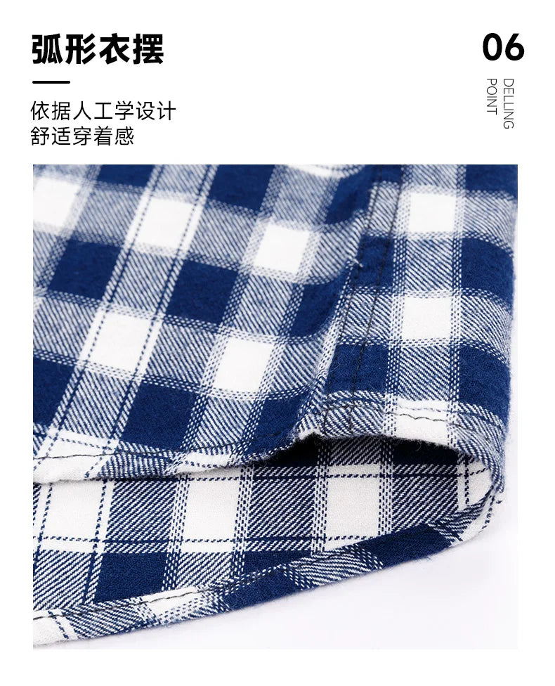 Pure Cotton Men's Plaid Shirts Long Sleeved Regular Fit Casual Office Fashion Shirts Leisure Autumn Male Check Blouses Plus Size