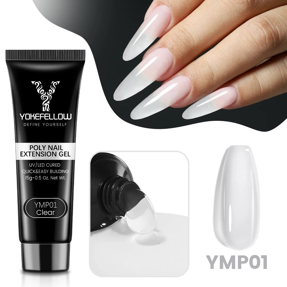 YOKEFELLOW 15g Jelly Extension Gel Nail Polish Nude Pink Clear Building Construct Extend Gel Soak Off UV LED Acrylic Gel Varnish