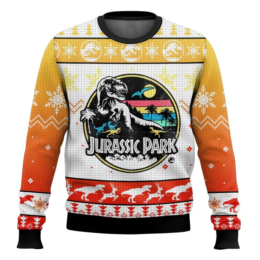 Jurassic Park Dinosaurs Merry Christmas Clothing Gifts Santa Claus sweaters Men's and women's hoodies 3D Autumn and Winter Party