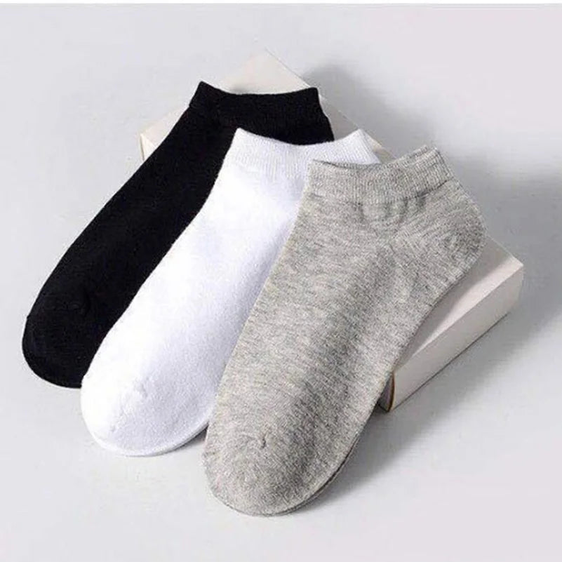 10pcs=5 Pairs Low Cut Mens Socks Solid Color Black White Grey Breathable Cotton Sports Socks Female Male Short Ankle Socks Women