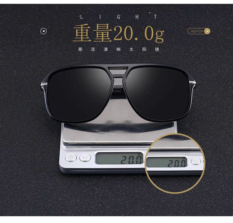 Polarized Sunglasses Men Fashion Double Bridge Square Frame Sun Glasses Brand Designer Unisex Driving Goggles Gafas De Sol UV400