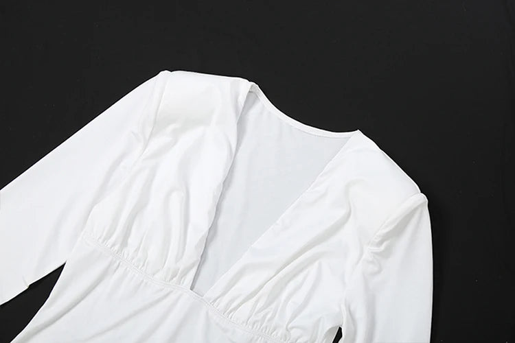 Nibber Sexy Low-Neck Maxi Dress Shoulder Pads Skinny Solid Long Sleeve Elasticity Prom Party Simple Classic Elegant Vestidos