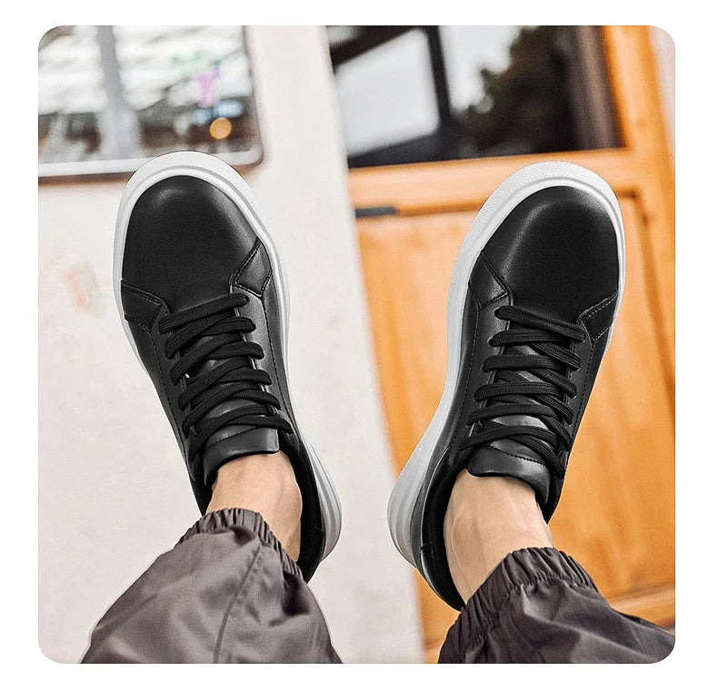 New  Men's Sneakers Elevator Shoes Heightening Height Increase Insole 6-10CM High Heels Shoes Leather Sport Shoes Men Shoes