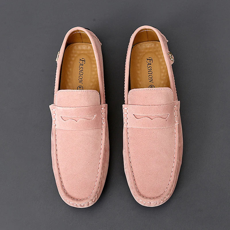 Suede Leather Penny Peas Loafers Men Women Boys Driving Shoes Big Size 35-48 Moccasins Slip on Flats Designer Mens Loafers Pink