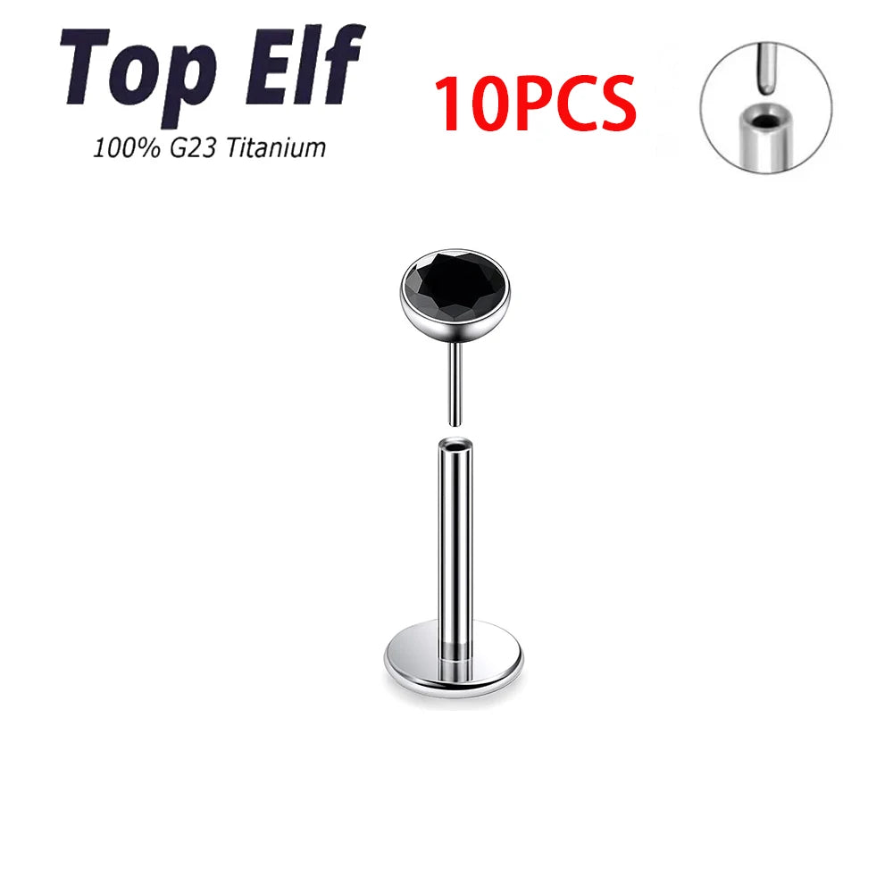 Wholesale 2/10pcs G23 ASTM F136 Titanium Top Exquisite Zircon Insertion Earrings Nose Nails Lip Nails Body Piercing Jewelry