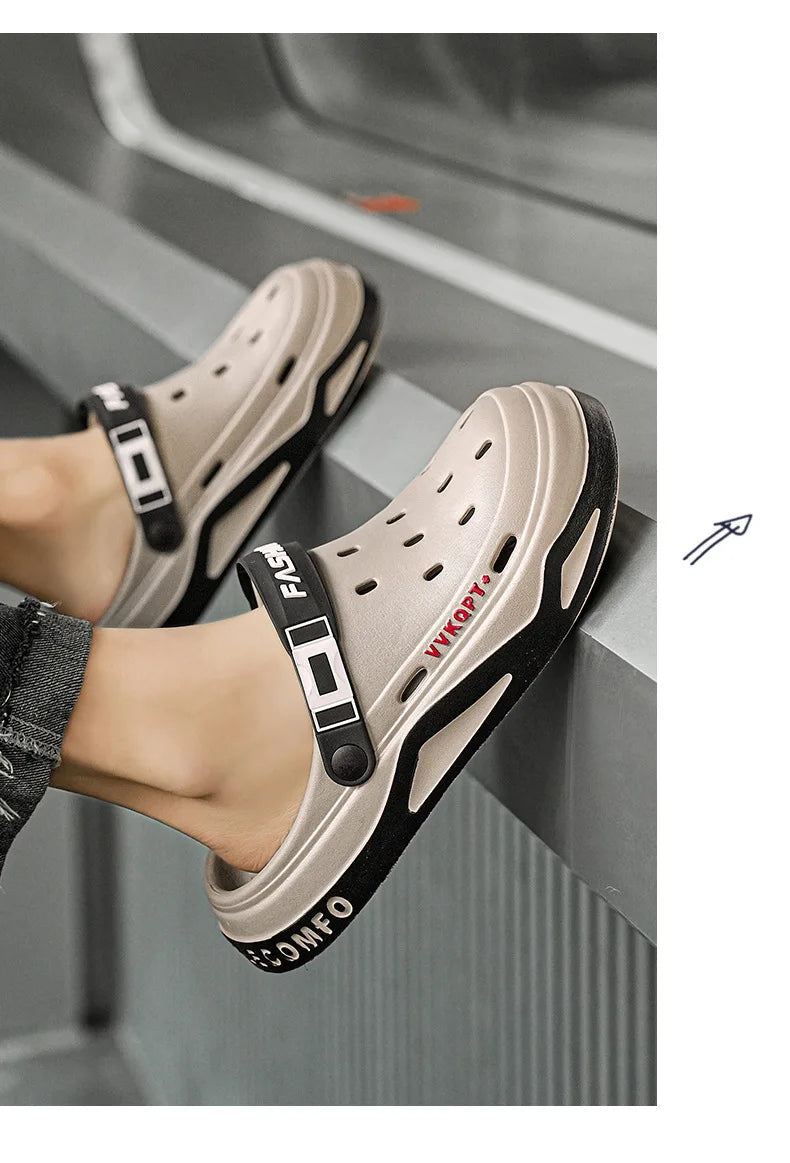 Summer Men Sandals Light EVA Men's Casual Shoes Platform Hole Shoes Clogs Men Home Garden Outdoor Male Beach Slippers Big Size