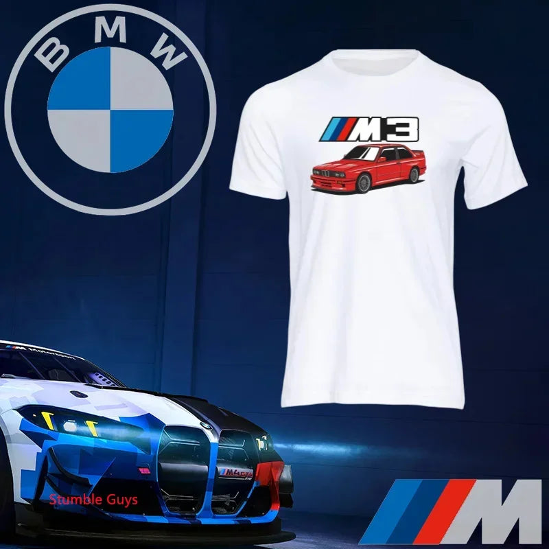 Summer Men's BMW T-Shirt Sports Motorcycle Racing Short Sleeve Fashion Casual M Power Car Brand Clothes