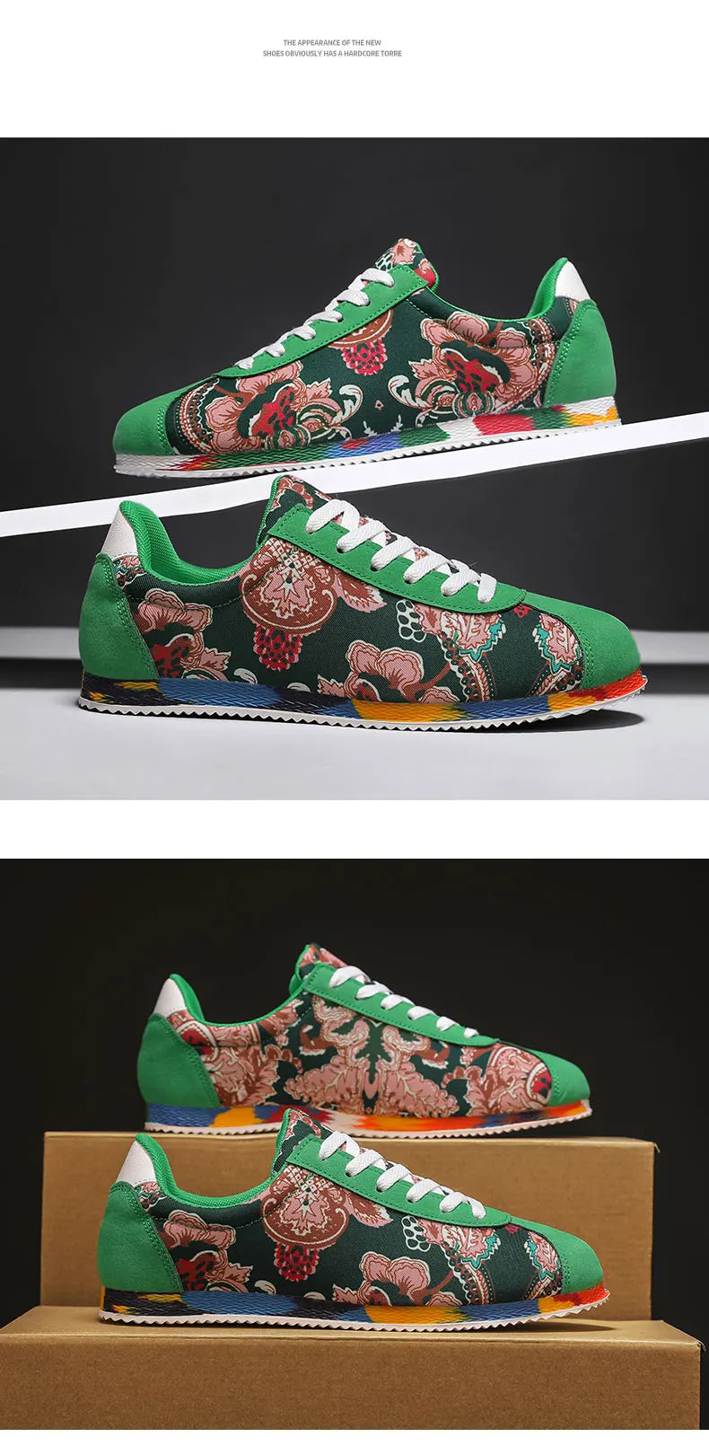 Fashion Graffiti Printed Men Suede Sneakers Red Running Shoes Men's Jogging Shoes Light Gym Trainers Men Flat Embroidery Shoes