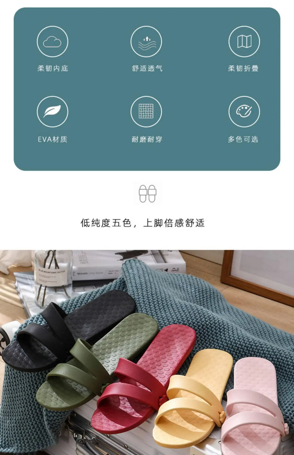 Travel portable slippers, travel non-slip lightweight soft sole folding slippers for men and women