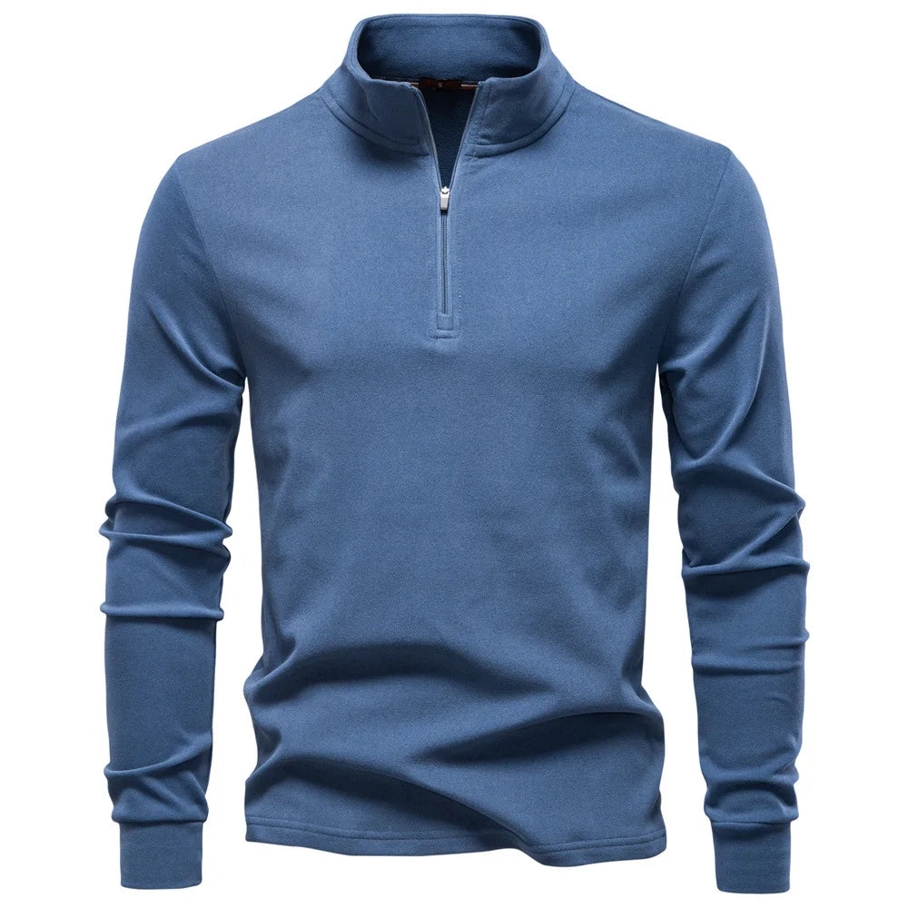 2025 New Men Stand-Up Collar Half-Zip Soft Shell Sweatshirt Long Sleeve Breathable Warm Pullover Casual Streetwear Jacket‌