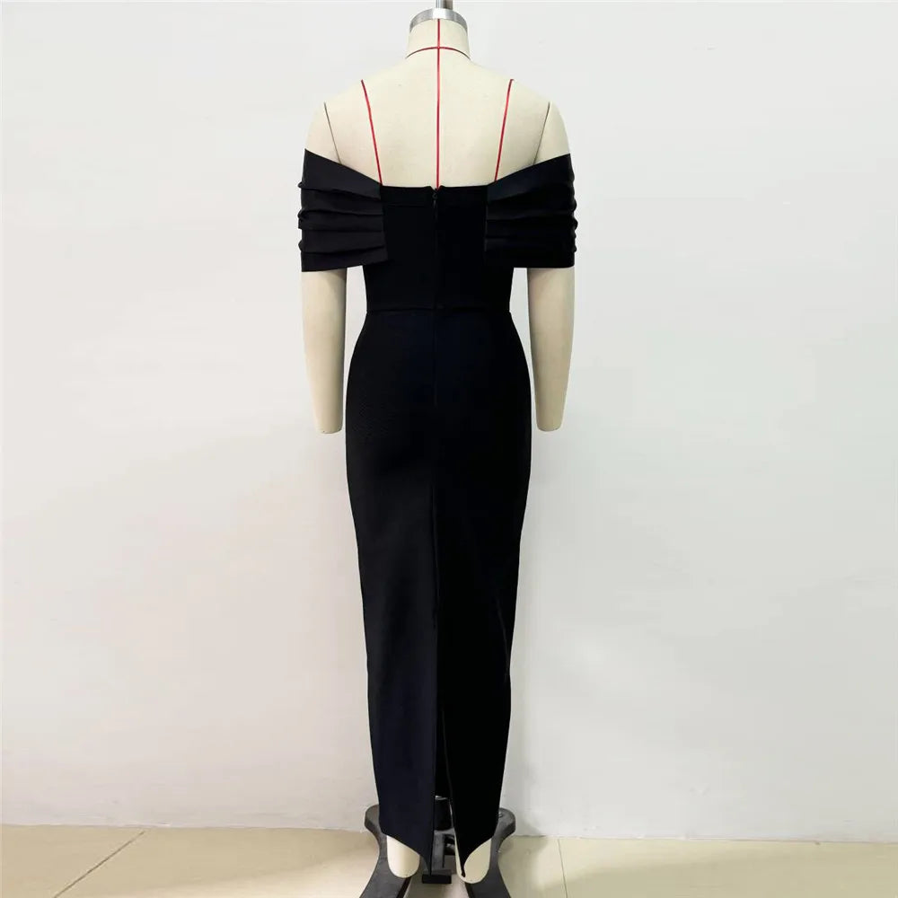 Women Sexy Beading Bandage Dress Off The Shoulder Patchwork Bodycon Clothes Club Party Elegant Dresses