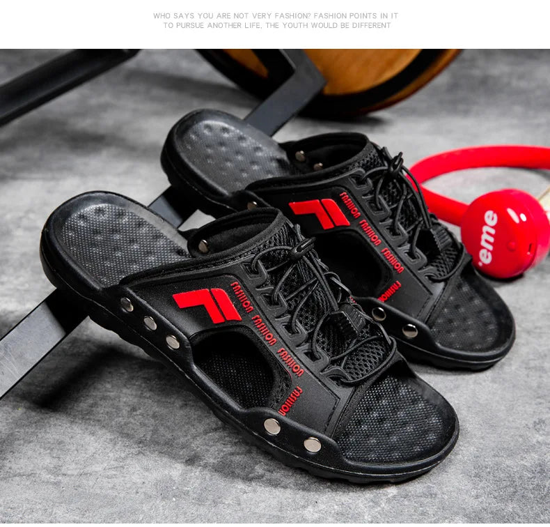 2024 New Men's Sandals Fashion Designer Soft Men's Slippers Outdoor Breathable Beach Shoes Anti-slip Comfortable Men Flip flops