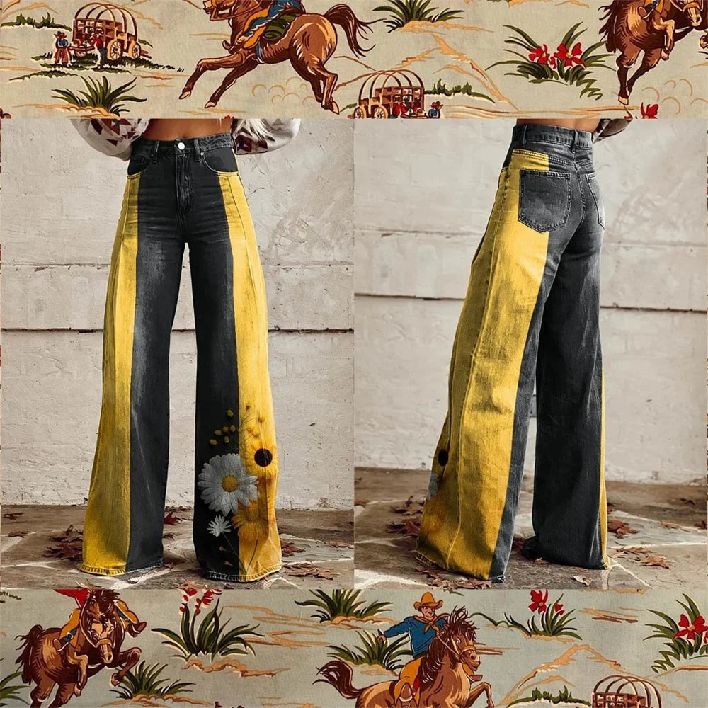 2025 Retro Fashion High Waisted Pants High Street Loose Wide Leg Denim Pants Women harajuku Y2k Loose Jeans Women's Streetwear
