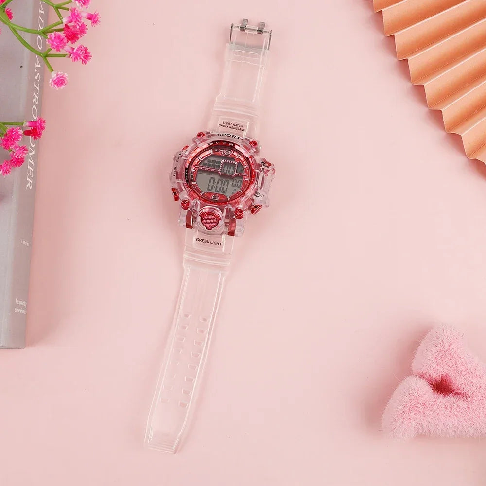 Outdoor Sport Transparent Digital Watch Men Women Alarm Clock 5Bar Waterproof Shock Creative Watches LED Display Wristwatch
