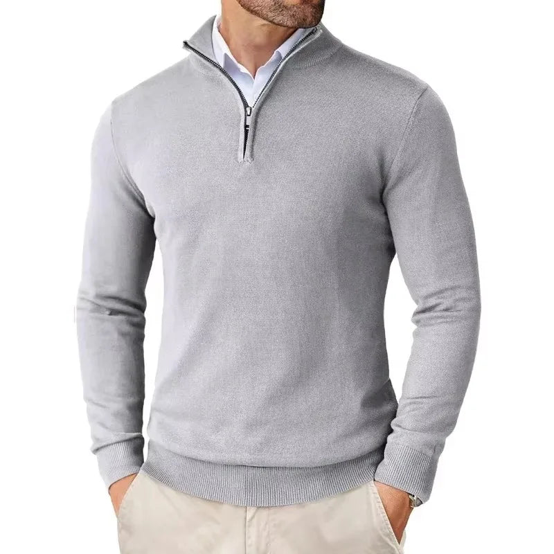 Men's Quarter Zip Up Sweaters Slim Fit Lightweight Pullover Outdoor Mock Neck Tops Half Turtleneck Knitted Streetwear