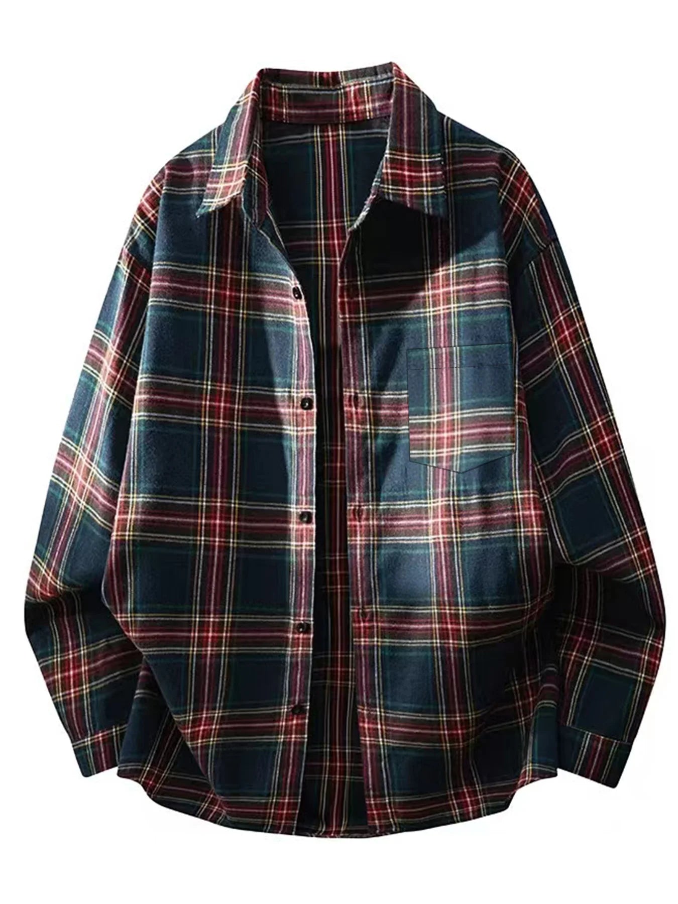 Men's Hong Kong-style plaid shirt, long sleeve, spring and autumn, stylish and high-end long-sleeve plaid shirt, trendy checkere