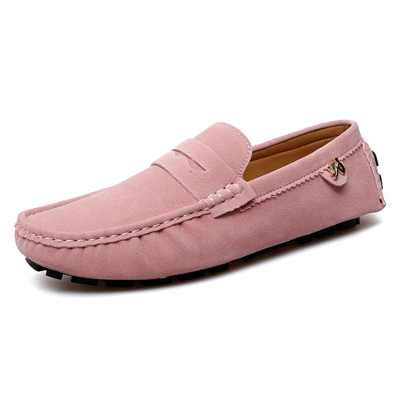 Suede Leather Penny Peas Loafers Men Women Boys Driving Shoes Big Size 35-48 Moccasins Slip on Flats Designer Mens Loafers Pink