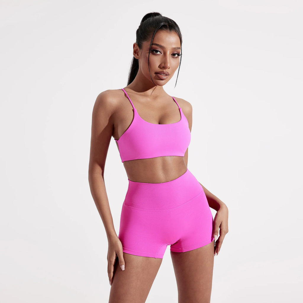 Solid Color Gym Yoga Underwear Women Cross Back Straps Fitness Bra High Strength Tight Sport Top Comprehensive  With Chest Pad