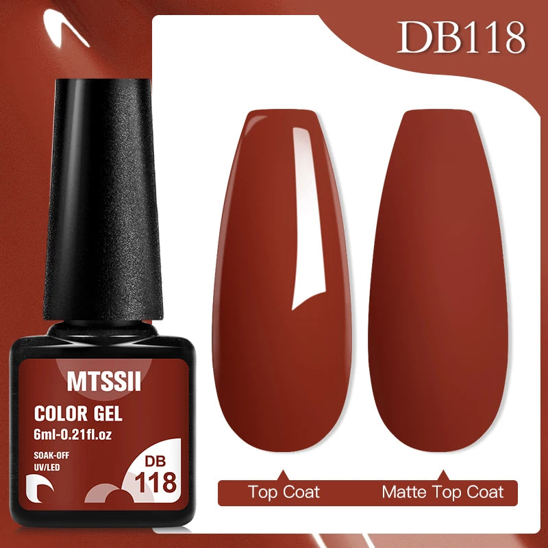 Mtssii 6ML Chocolate Color Gel Nail Polish Brown Semi Permanent UV Gel Autumn Winter Popular Soak Off Nail Art Gel Varnishes