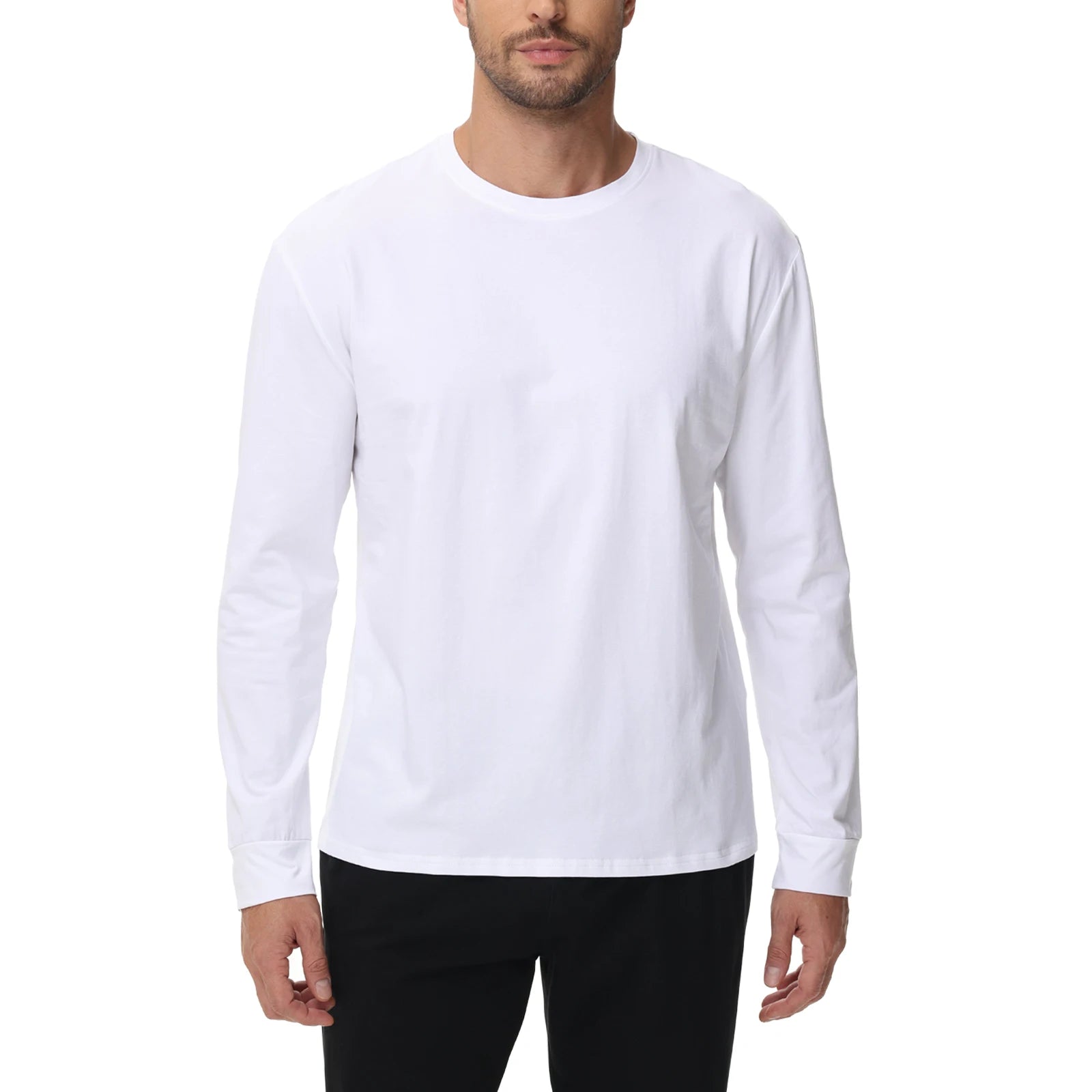 Men's T Shirt Long Sleeve Crewneck Tee Shirts Classic Loose Fit Workout Tops for Men Gym Clothes S-XXL