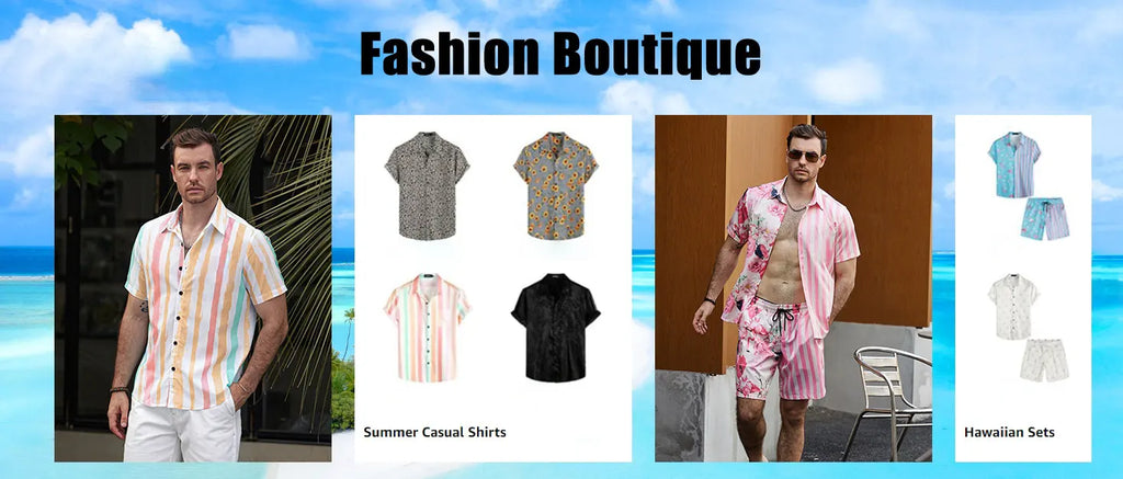 2025 New Men's Hawaii Beach Casual Suit Single Breasted Short Sleeve Shirt And Shorts Summer Vacation Travel Striped Suit