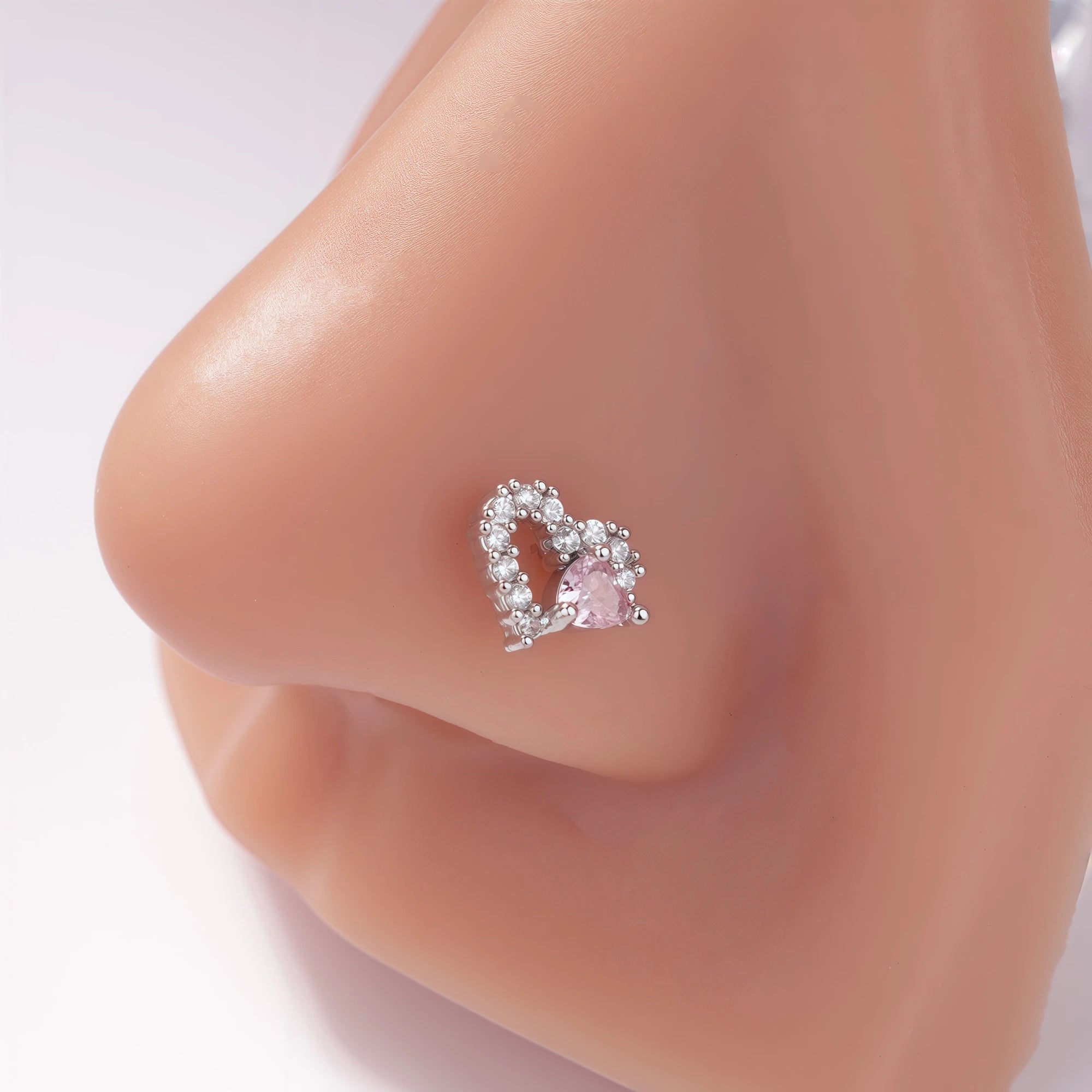 1Pcs Nose Rings Studs L Shaped Nose Rings for Women Heart Nose Nostrial Piercing Jewelry Valentine's Day Gifts