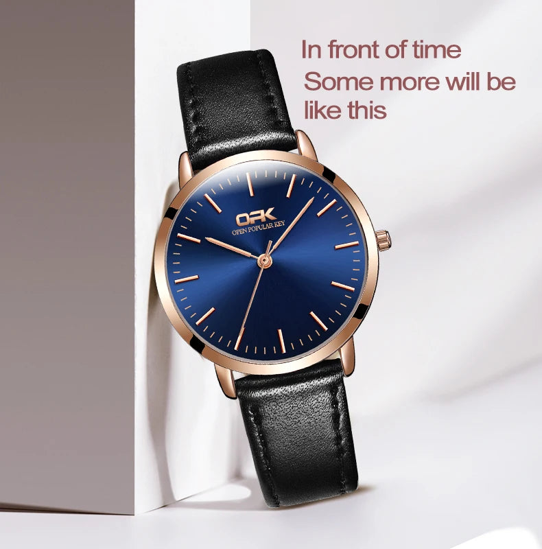 OPK 8101 Original Quartz Watch For Women Waterproof Leather Strap Hand Clock Simple Dial Top Brand Fashion Ladies Wrist Watches