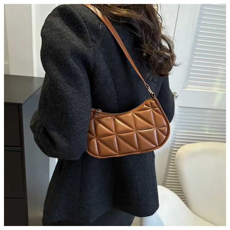 New Solid Color Casual Women's Handbags Shoulder Bag with Niche Retro Design Fashionable and Trendy Leather Crossbody Bags