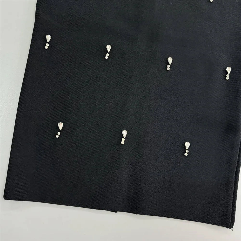 Women Sexy Beading Bandage Dress Off The Shoulder Patchwork Bodycon Clothes Club Party Elegant Dresses