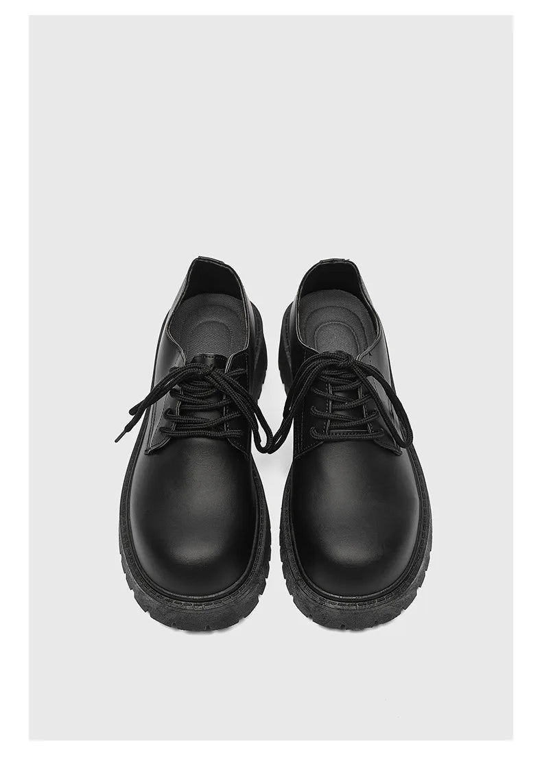 Plus Size Men Leather Shoes Black Platform Lace Up Casual Shoes for Young Men British Style Business Social Shoes Zapatos Hombre