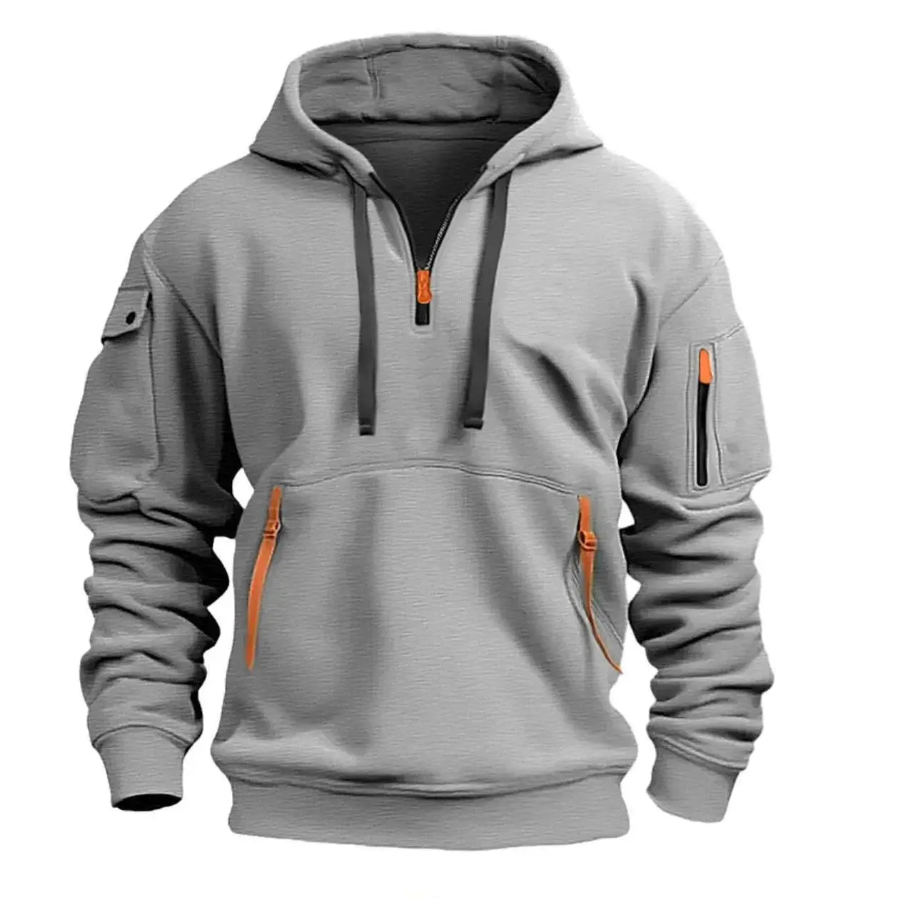 Half Zipper Men's Tactical Hoodies Solid Warm Fleece Military Sweatshirts Multi Pockets Male Hooded Jackets Thick Outdoor Polar