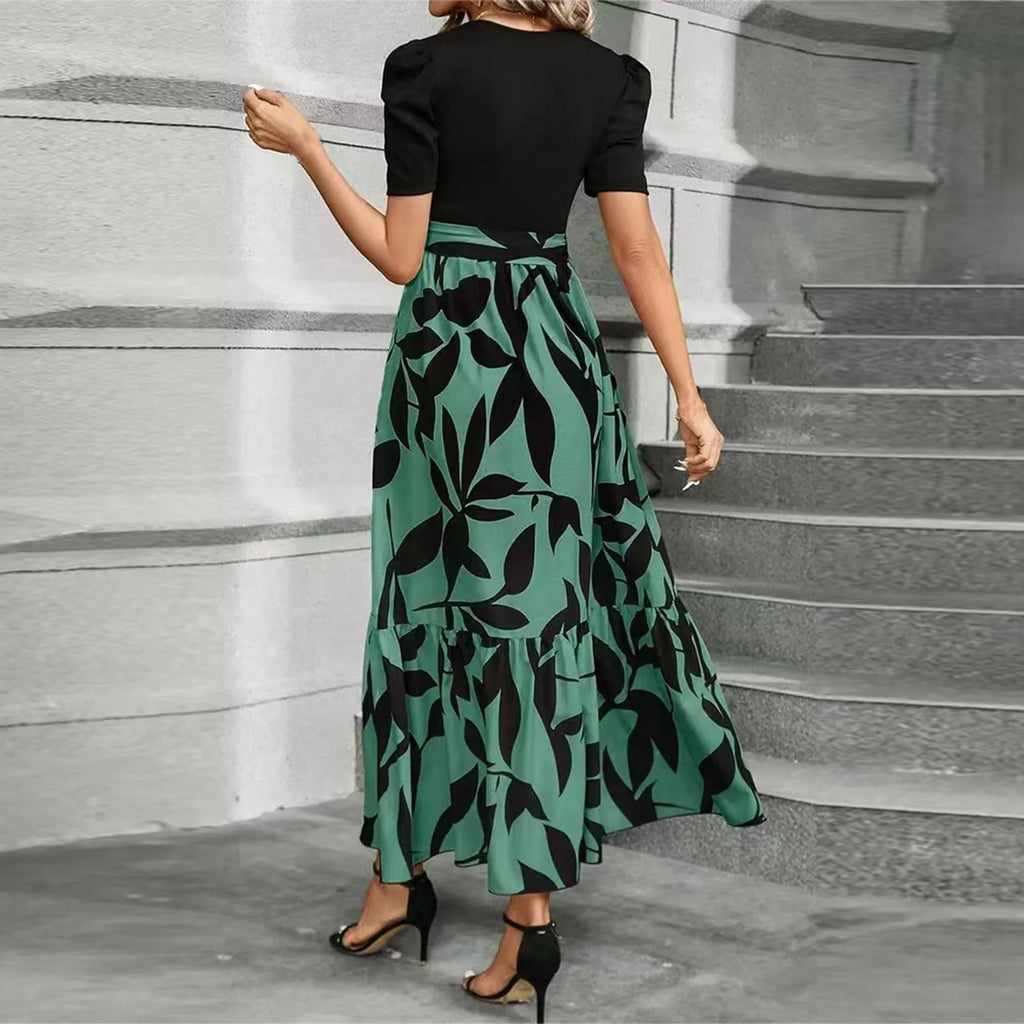 Dresses Elegant Office Lady Outfits A-line Lace-up Slim Fit Waist Ruffle Hem Skirt Women Dress Summer vestidos de mujer casuales