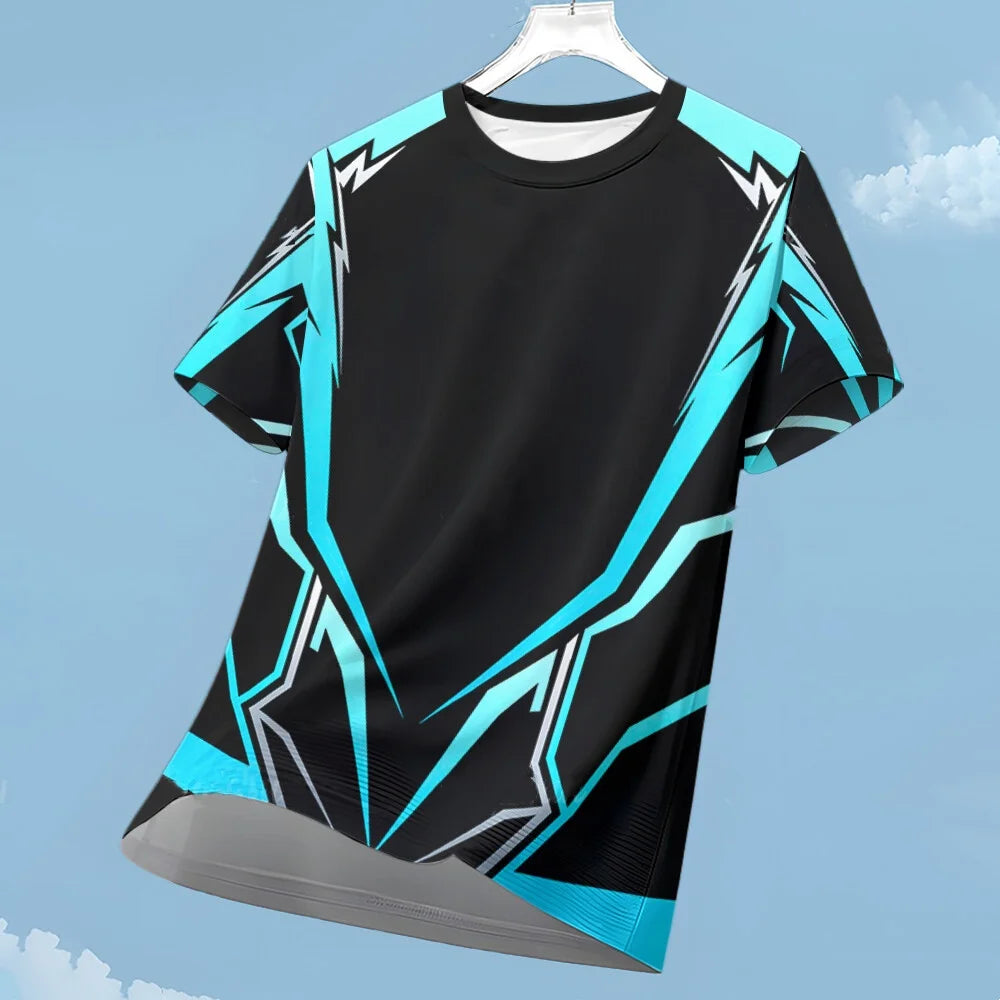 Men's T-shirt Fashion Color Block 3D Print Tee Outdoor Run Fitness Sports Short Sleeve Summer Casual O-neck Loose Breathable Top