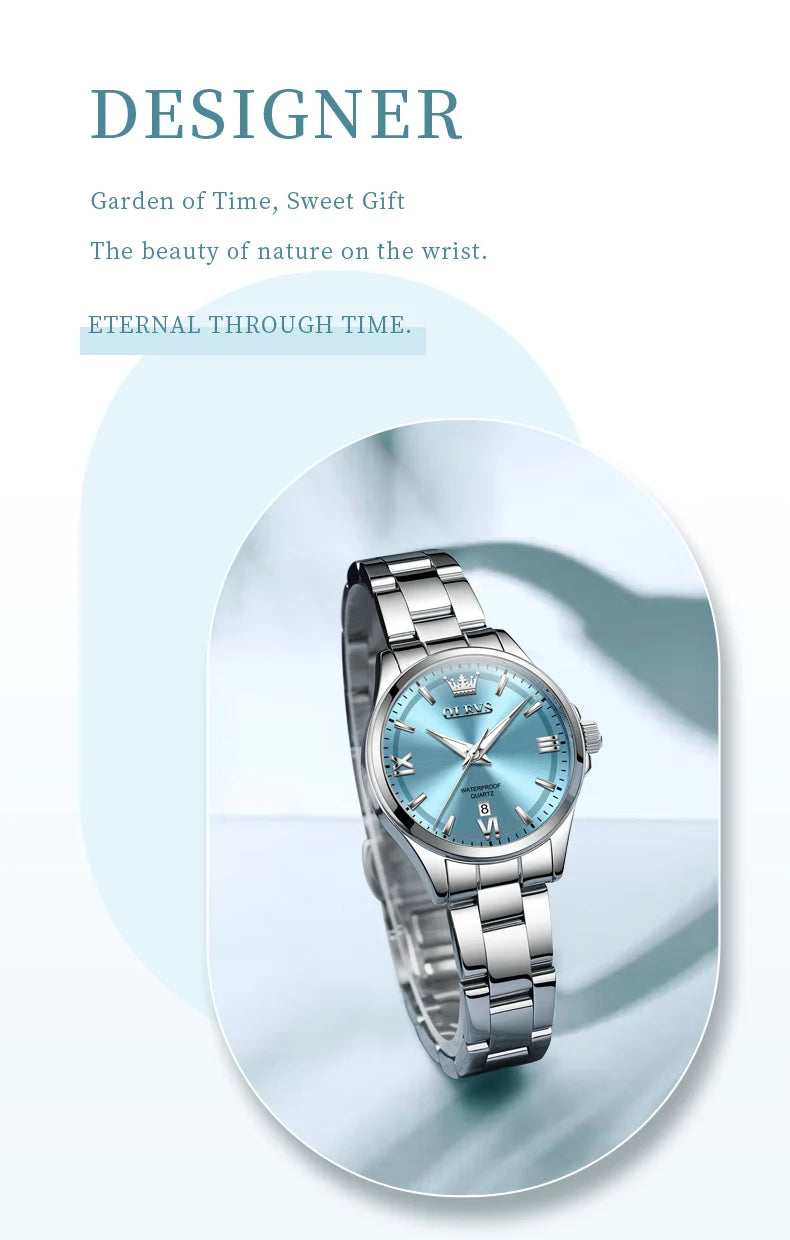 OLEVS Women's Watches Trend Elegant Stainless Steel Original Brand Small Dial Quartz Wristwatch for Lady Waterproof Luminous New