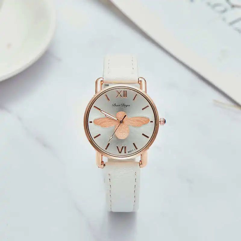 Simple Cute Womens Watches Ladies Fashion Bee Watch New Simple Casual Womens Analog WristWatch Bracelet Gift Relogios Feminino