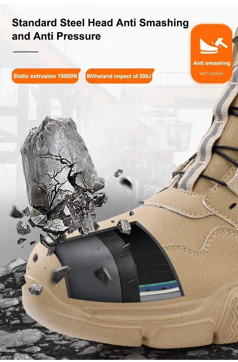 Men's Rotating Button Anti-Smash Anti-puncture Steel toe work Safety Shoes Men Work Boots Protective Women Sneakers Shoes