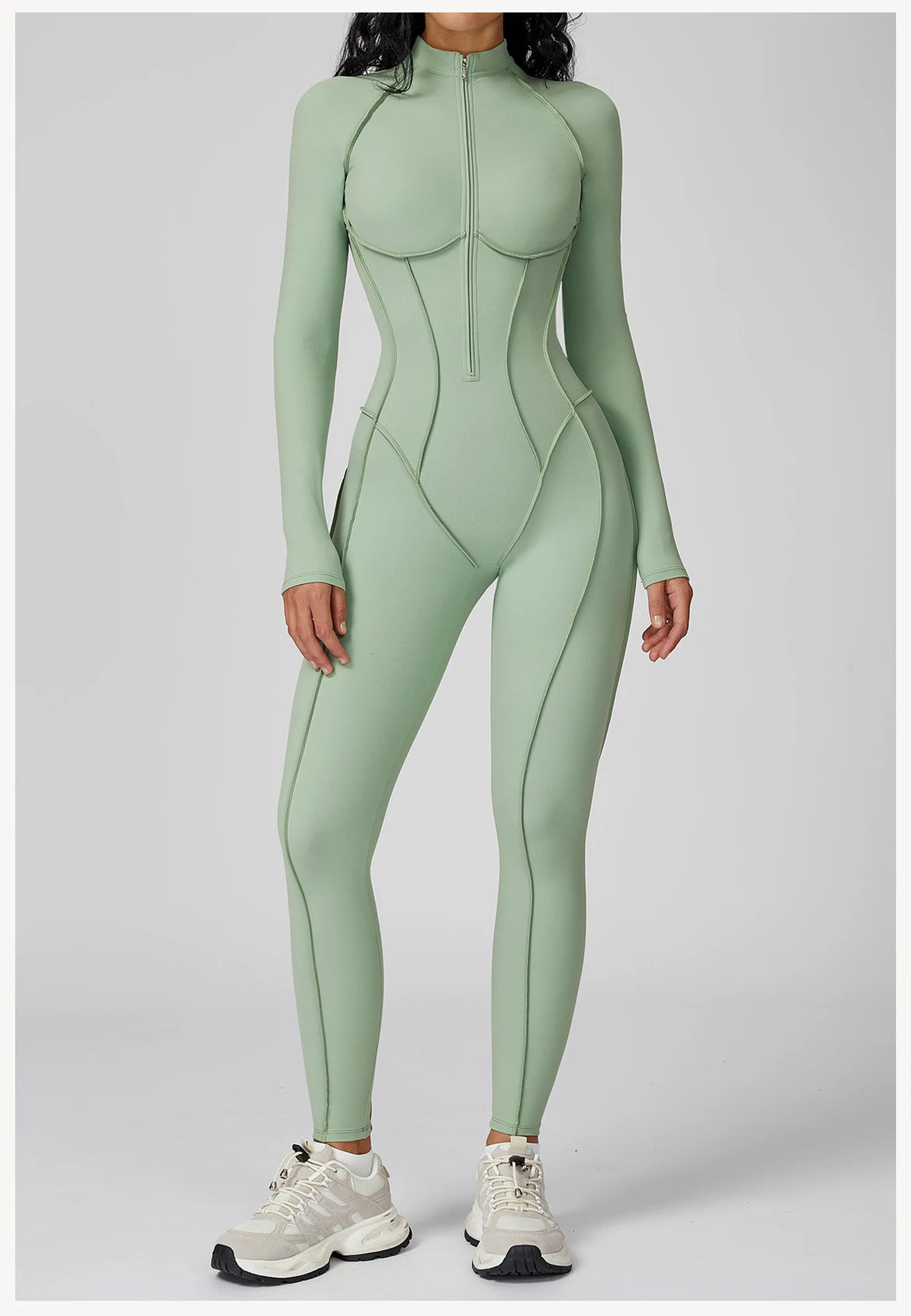 Yoga Bodysuit Long Sleeved Women's Tracksuits Gym Zipper Jumpsuits Sports Workout High-intensity Fitness One-piece Tights Suit